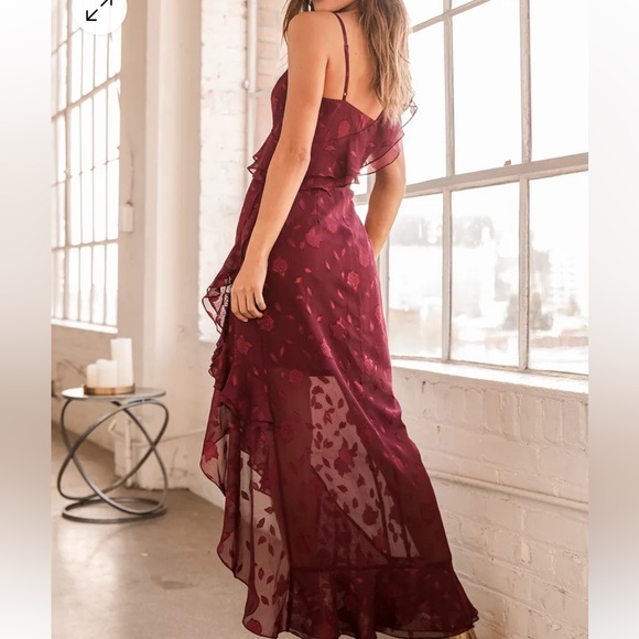 Lulus Floral Jacquard Ruffled Maxi Dress - Picture 2 of 6